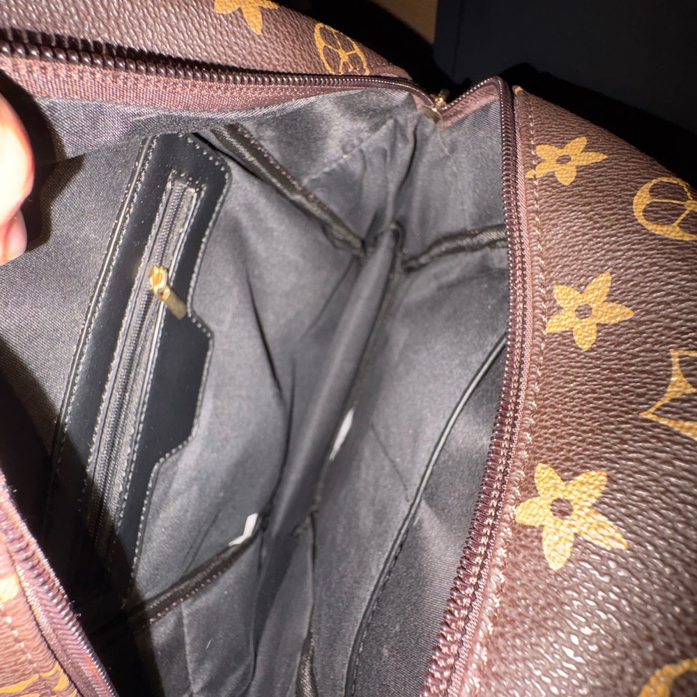 FASHION Brown Monogram Pattern Mini Backpack - Picture 3 of 4